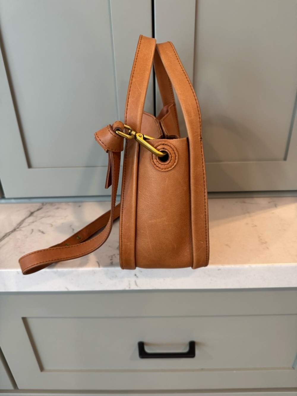 Madewell the Sydney amber brown crossbody leather bag - Picture 2 of 8
